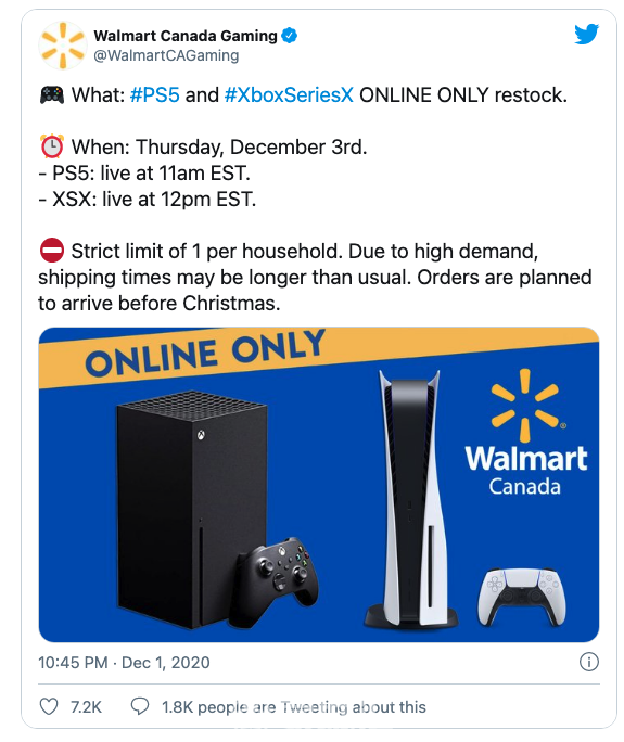 Walmart Canada restocking PlayStation 5 and Xbox Series X/S on