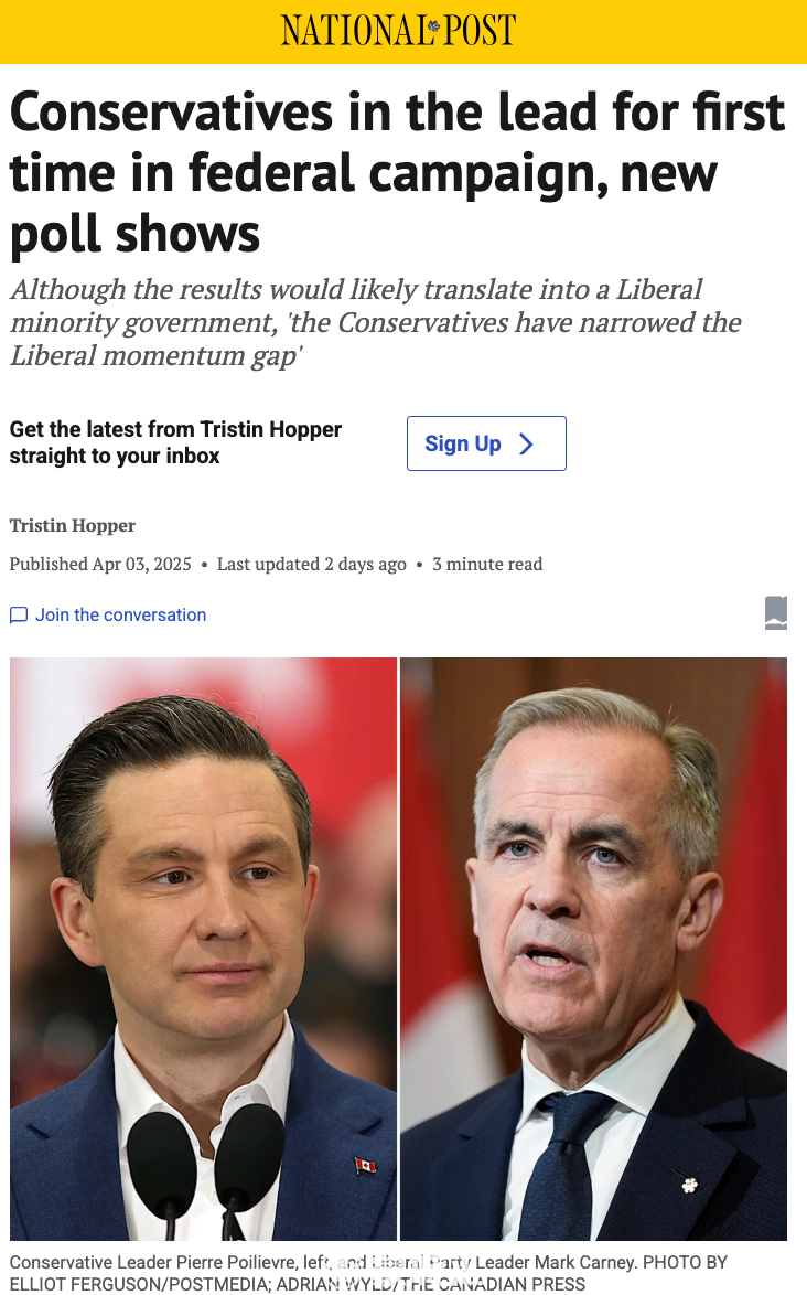 逆转？！自由党支持率下跌，保守党首次反超！专家：特朗普关税日成核爆点本地热闻_蒙特利尔垂直频道_蒙城汇- www.mengchenghui.com